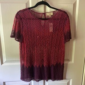 Anthropologie short sleeve beaded top with camisole. New with tags.